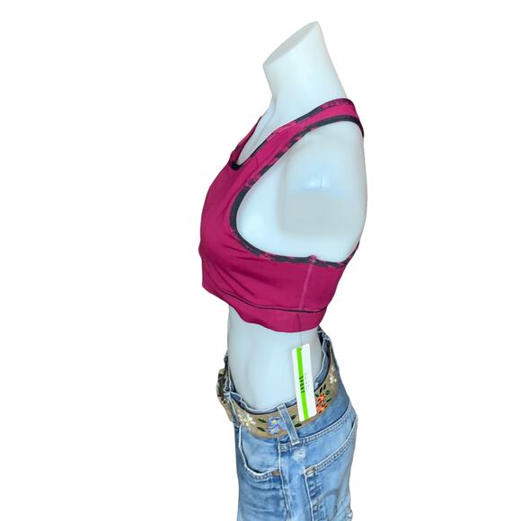 Low Impact Longline Sports Bra Maroon Pink Large Yoga Studio Nicole Miller NEW - Picture 2 of 4
